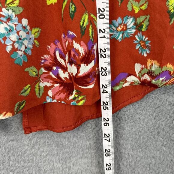Daniel Rainn Quin Blouse Rust Floral Embroidered Lace Split Hem Size S NWT Boho - Picture 4 of 7